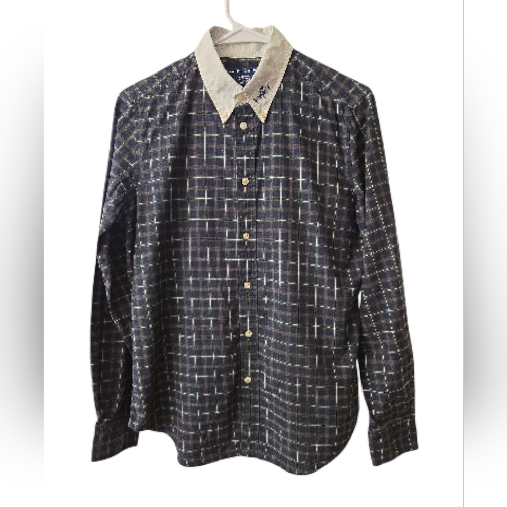 VTG RALPH LAUREN JAPAN EXCLUSIVE PLAID BUTTON-DOWN SHIRT WITH LOGO  . SIZE 12